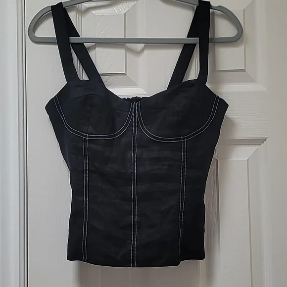 Reformation Libra Shirred Linen Bustier Top - Picture 2 of 7